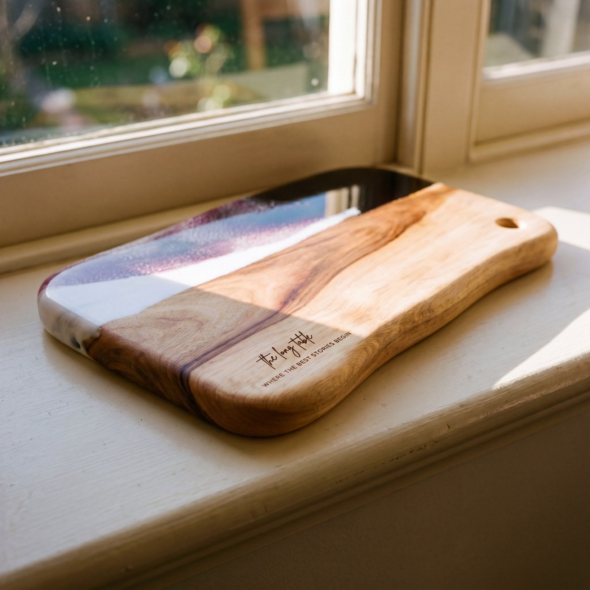 Large Resin Board in Lilac - Personalised engraving detail #colour_lilac