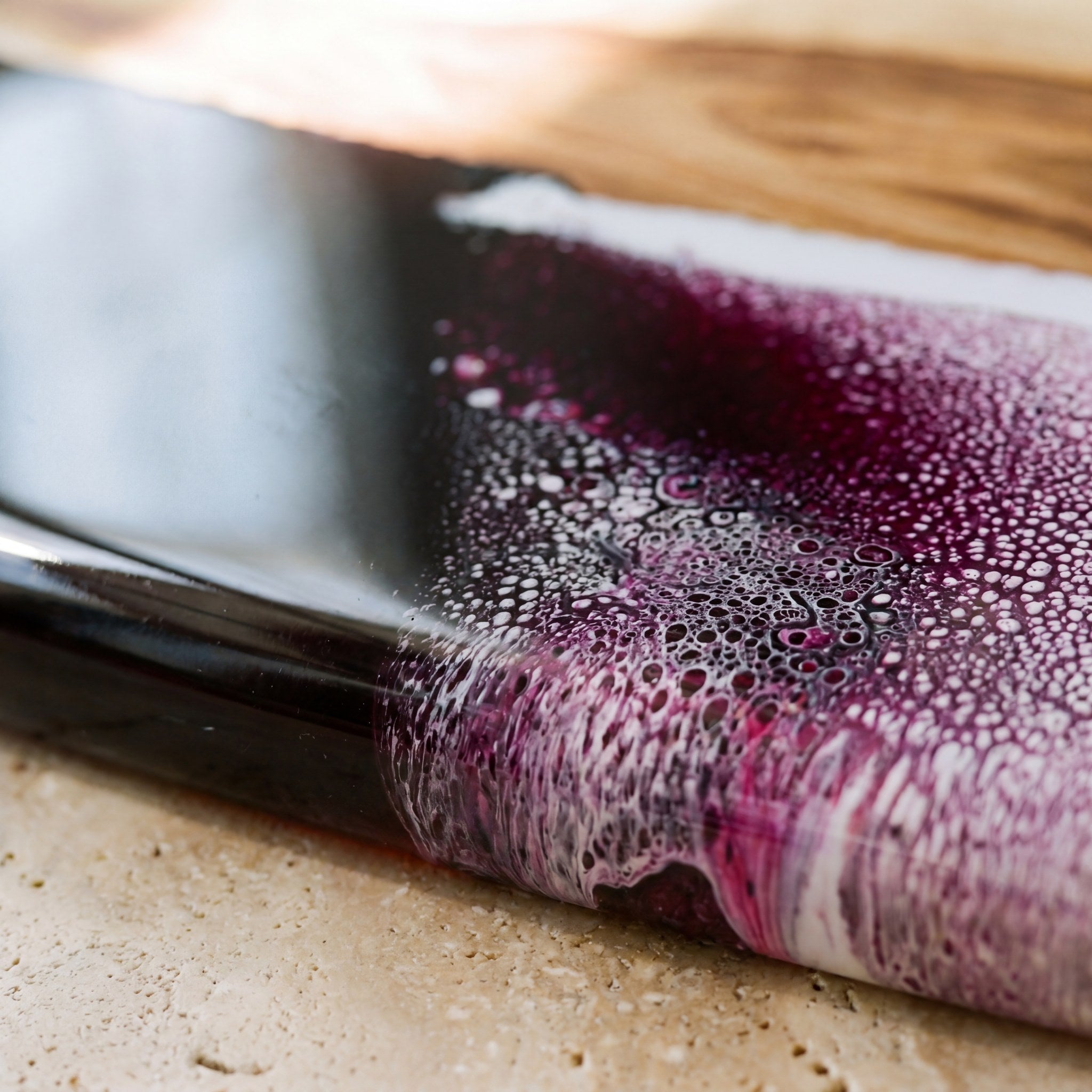 Large Resin Board in Lilac - Close-up of resin and Camphor Laurel grain #colour_lilac