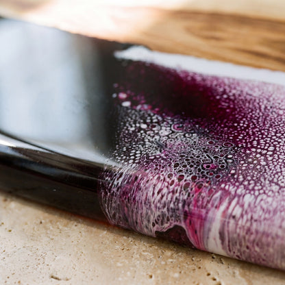 Large Resin Board in Lilac - Close-up of resin and Camphor Laurel grain #colour_lilac