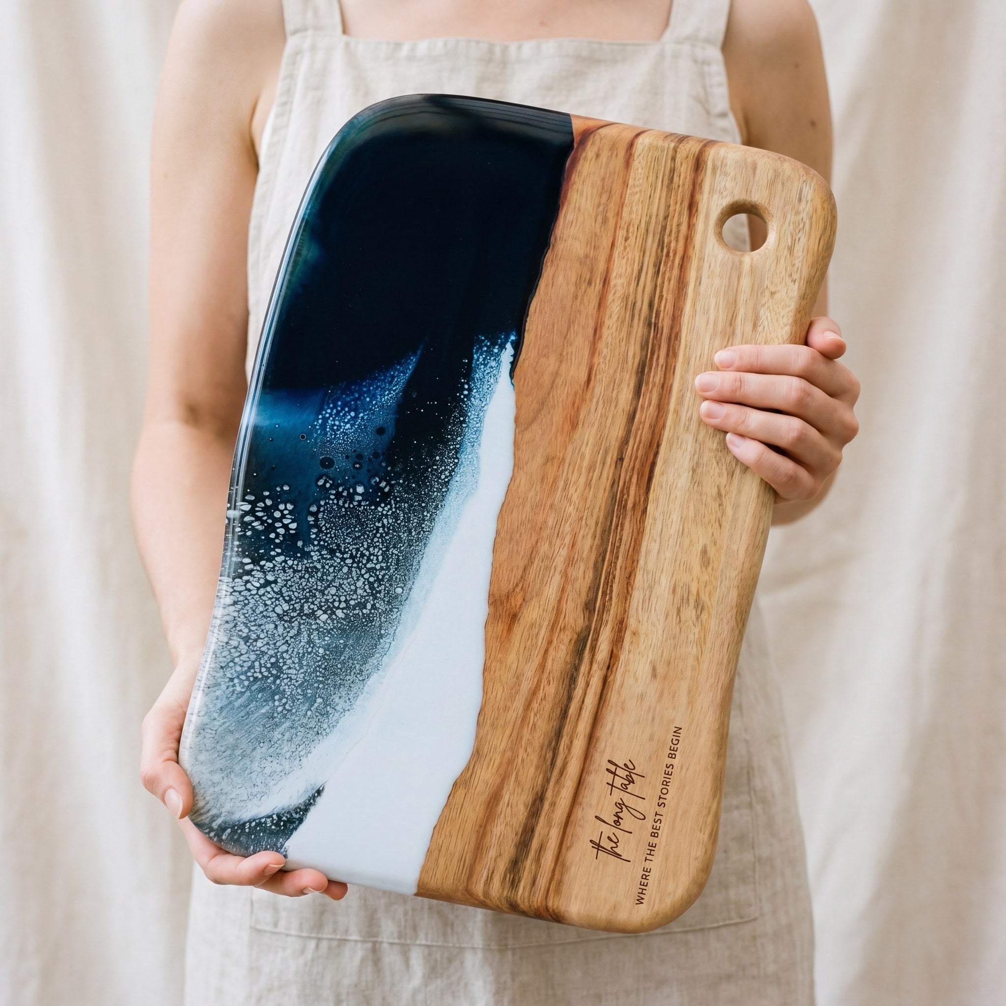 Large Resin Board in Prussian Blue - Held in hand #colour_prussian-blue
