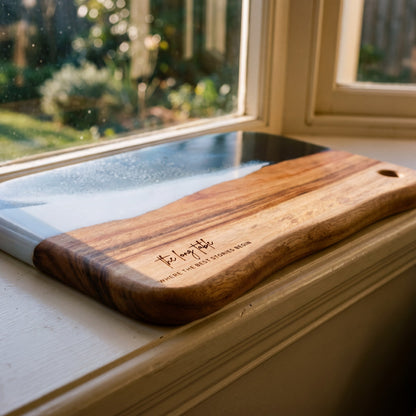 Large Resin Board in Prussian Blue - Personalised engraving detail #colour_prussian-blue