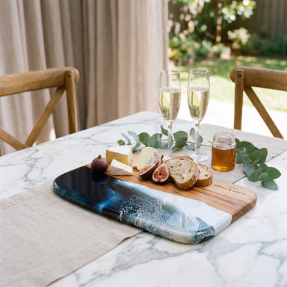 Large Resin Board in Prussian Blue - Styled on a wedding table #colour_prussian-blue