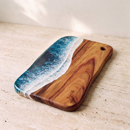 Large Resin Board in Seascape - Hero shot of the live-edge slab #colour_seascape