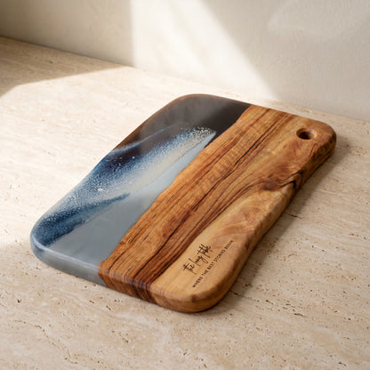Large Resin Board in Slate - Hero shot of the live-edge slab #colour_slate