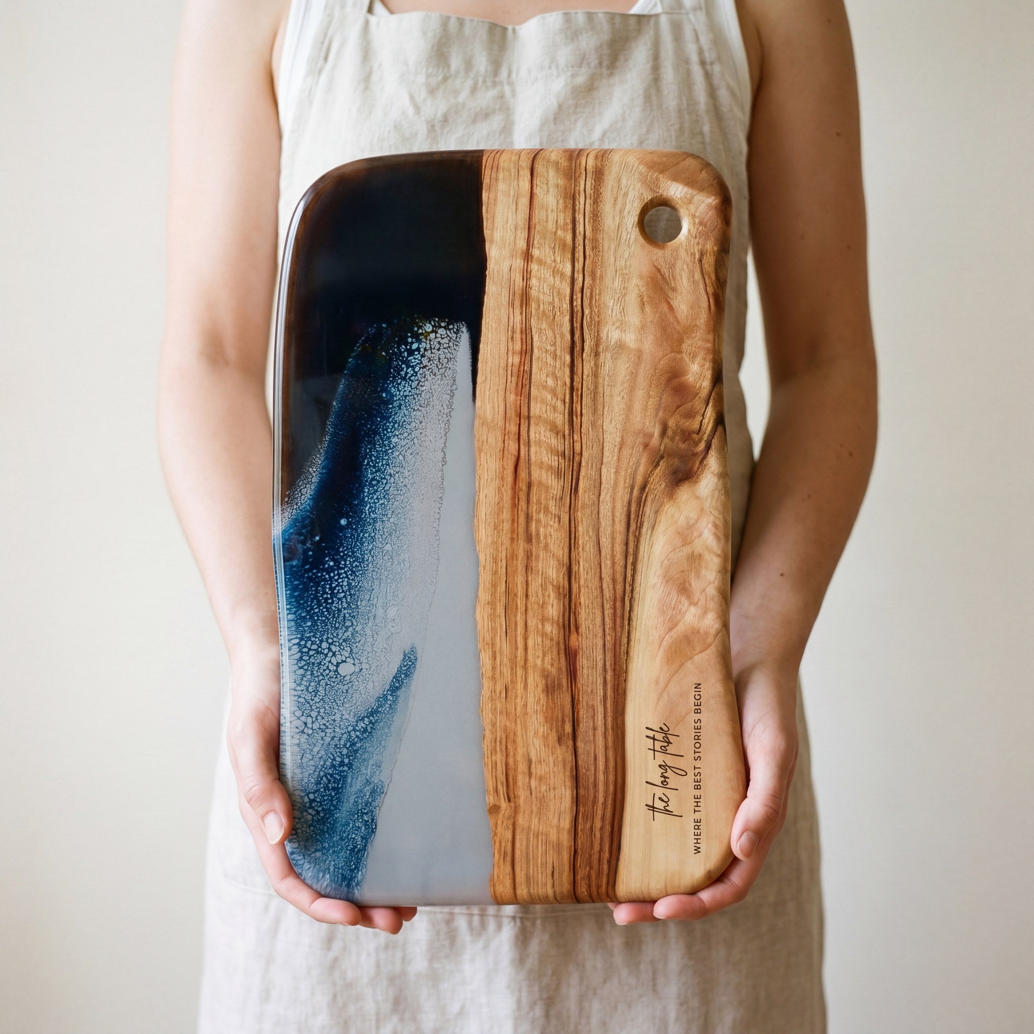 Large Resin Board in Slate - Held in hand #colour_slate