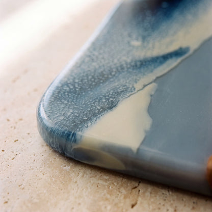 Large Resin Board in Slate - Close-up of resin and Camphor Laurel grain #colour_slate
