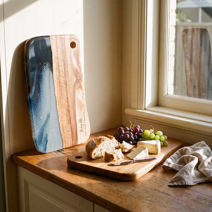 Large Resin Board in Slate - Propped with a grazing spread #colour_slate