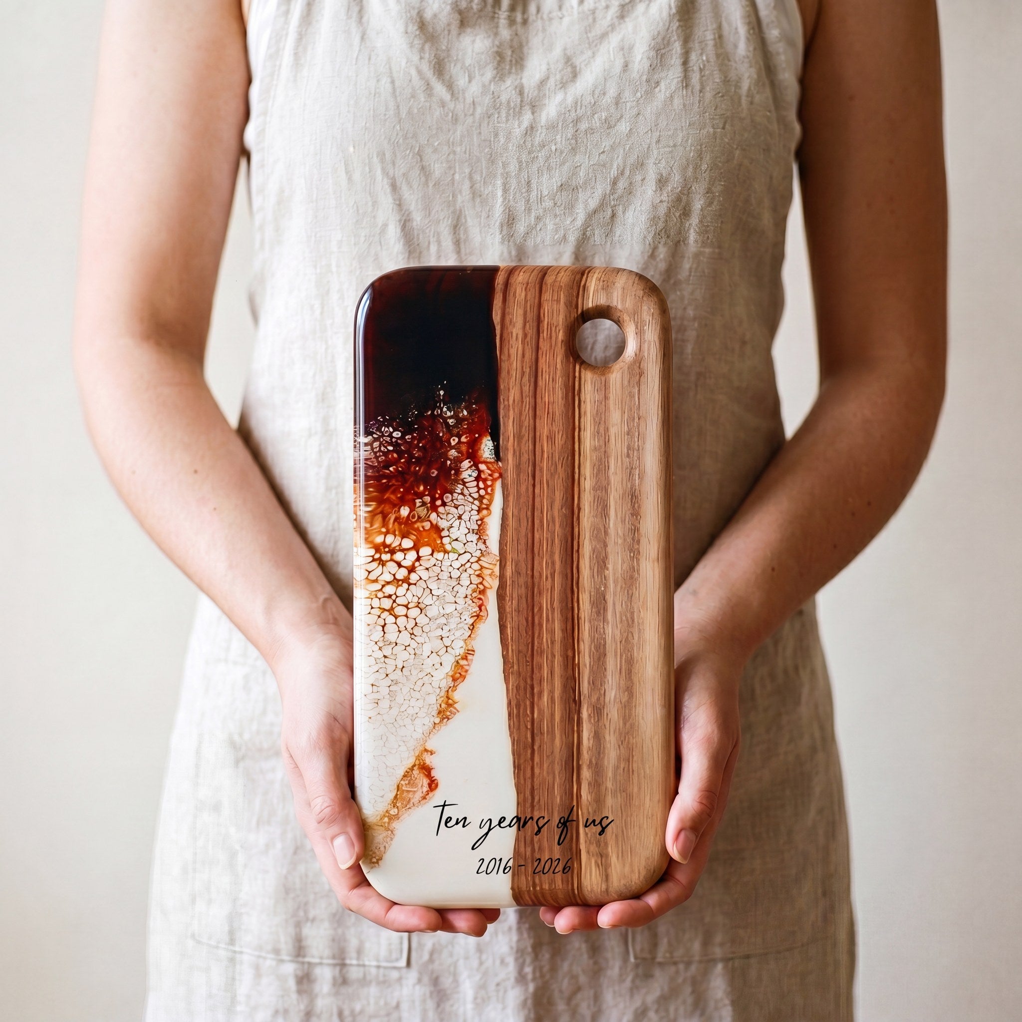 Small Resin Board in Burnt Ivory - Held in hand #colour_burnt-ivory
