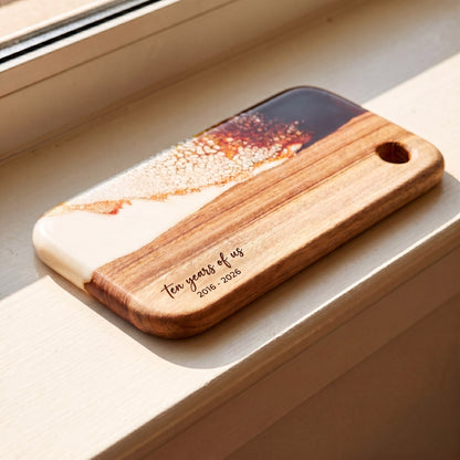 Small Resin Board in Burnt Ivory - Personalised engraving detail #colour_burnt-ivory