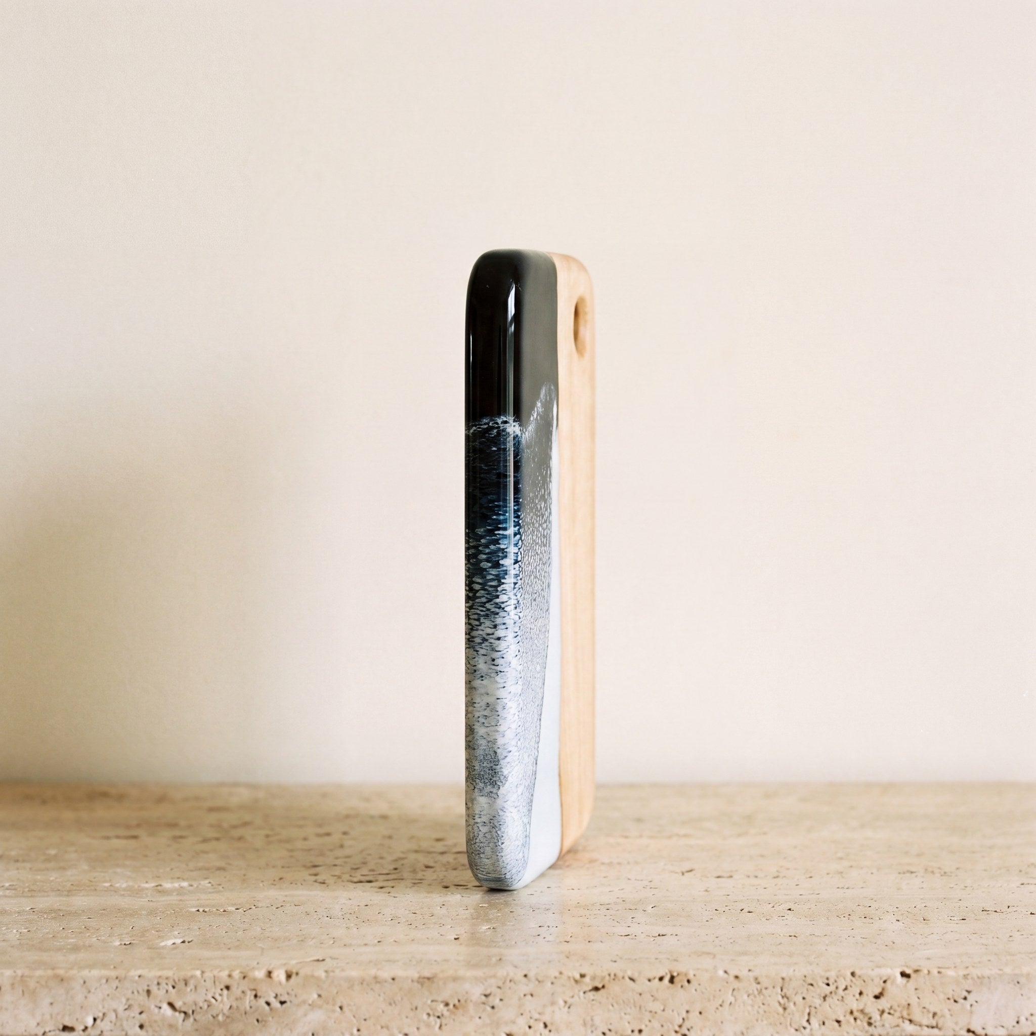 Small Resin Board in Prussian Blue - Side profile showing the resin edge #colour_prussian-blue