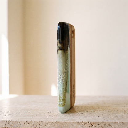 Small Resin Board in Sage Green - Side profile showing the resin edge #colour_sage-green