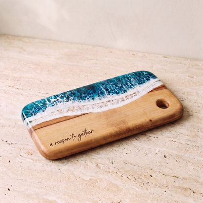 Small Resin Board in Seascape - Hero shot of the live-edge board #colour_seascape