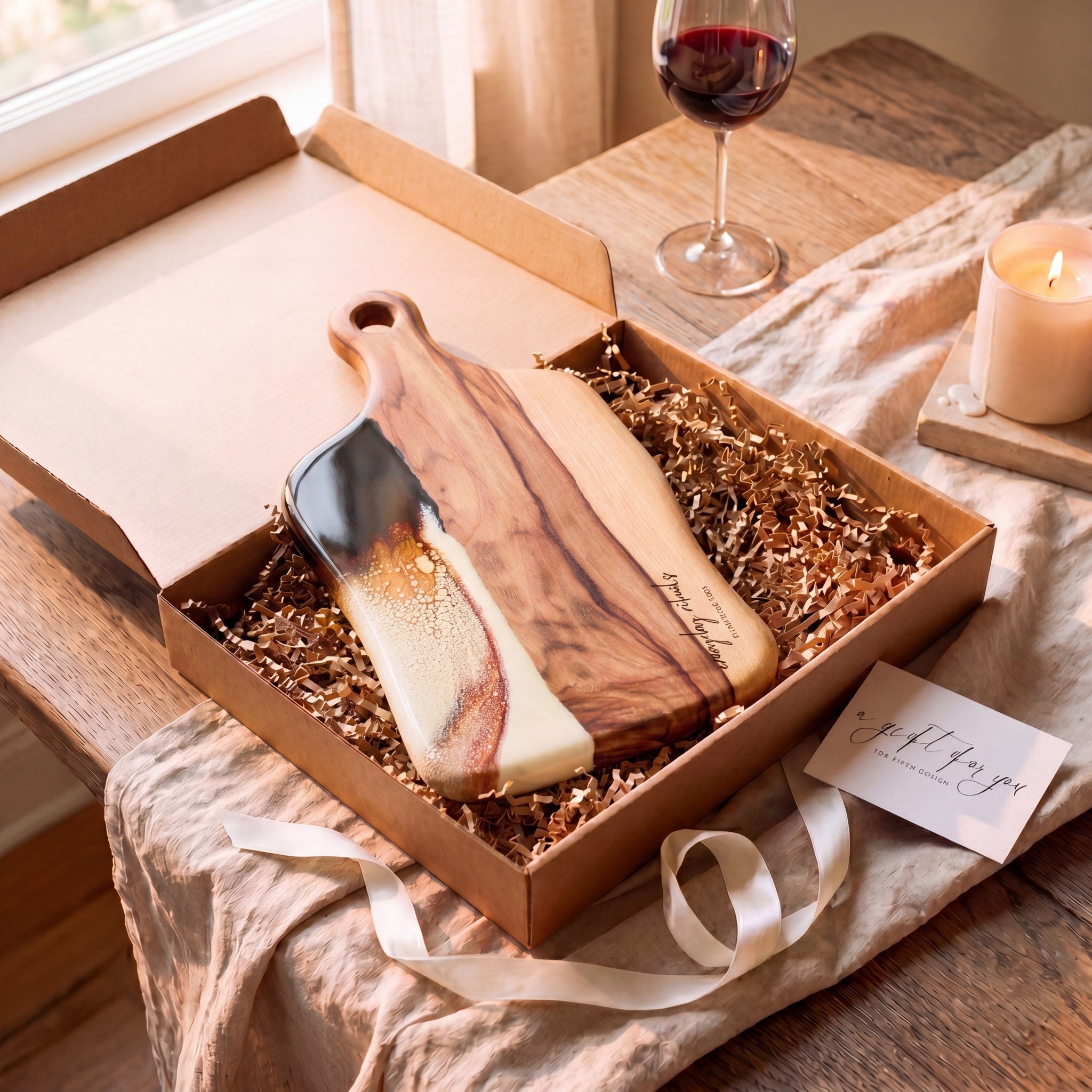 Medium Resin Paddle Board in Burnt Ivory - Gift box presentation #colour_burnt-ivory