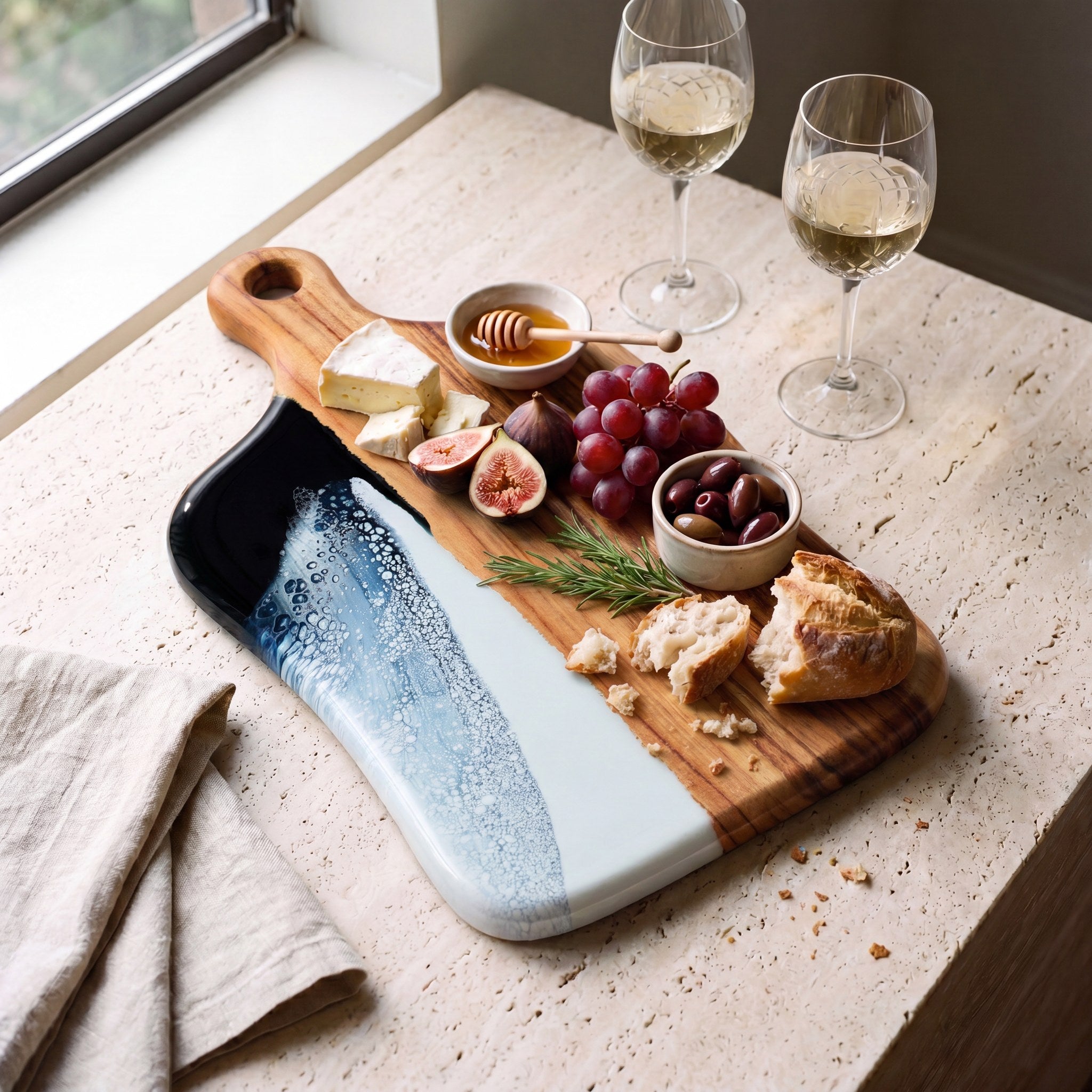 Medium Resin Paddle Board in Prussian Blue - Anniversary grazing board #colour_prussian-blue