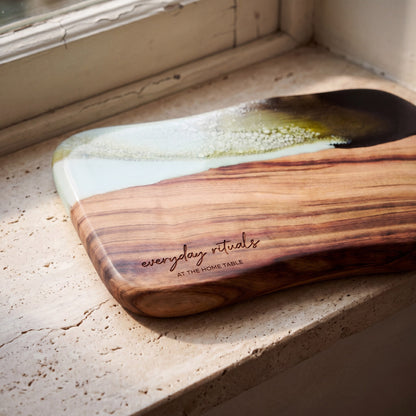 Medium Resin Paddle Board in Sage Green - Personalised engraving detail #colour_sage-green