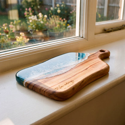 Medium Resin Paddle Board in Seascape - Personalised engraving detail #colour_seascape