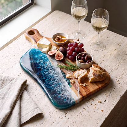 Medium Resin Paddle Board in Seascape - Anniversary grazing board #colour_seascape