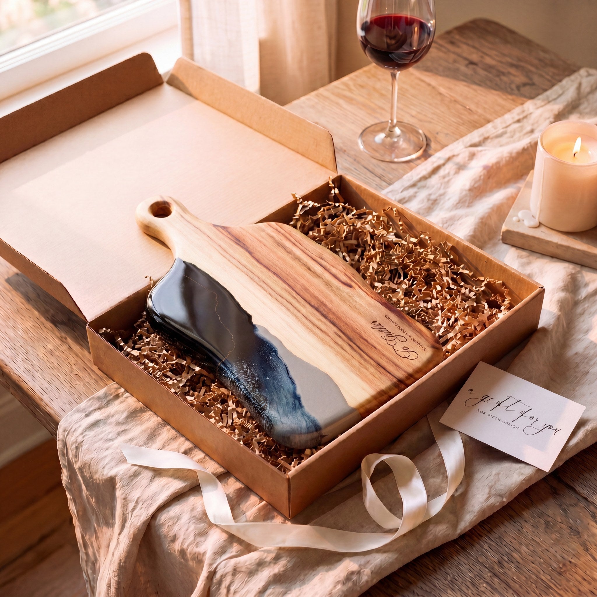 Medium Resin Paddle Board in Slate - Gift box presentation #colour_slate