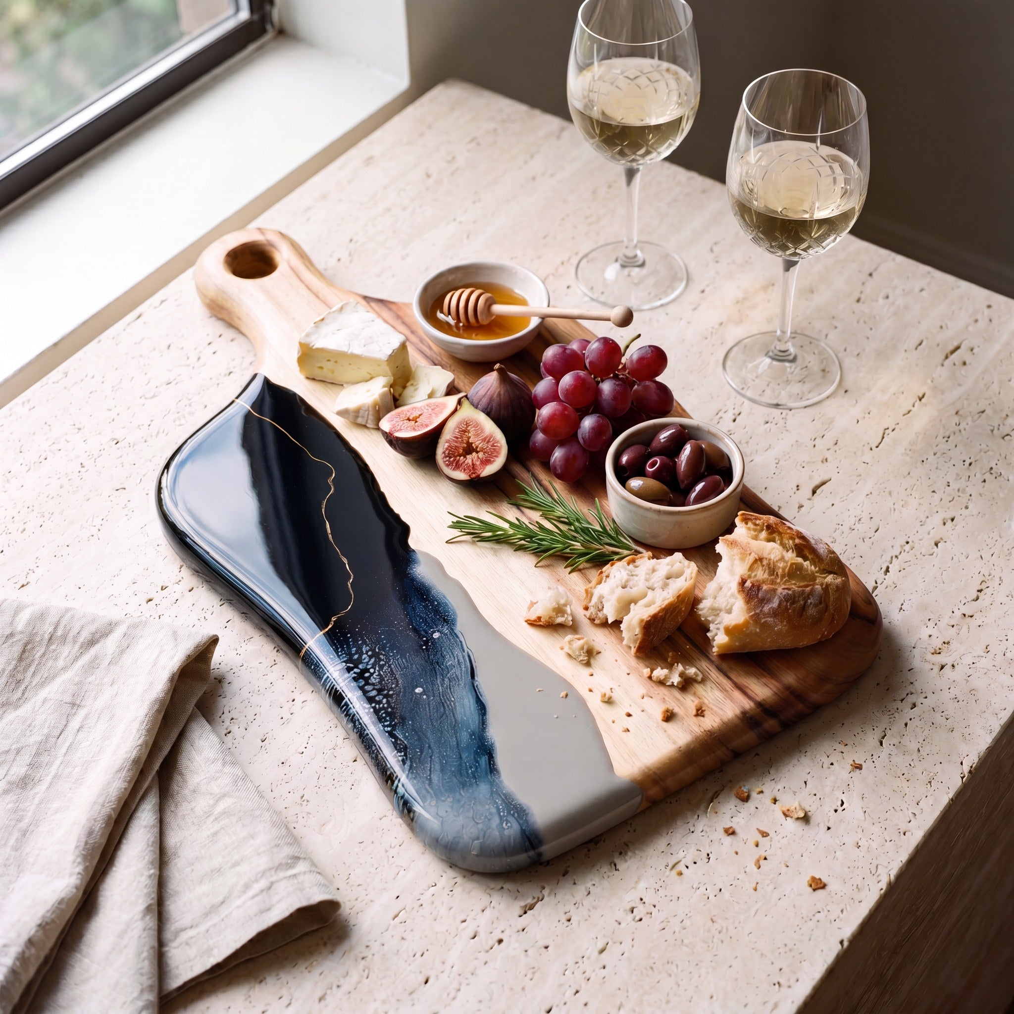 Medium Resin Paddle Board in Slate - Anniversary grazing board #colour_slate