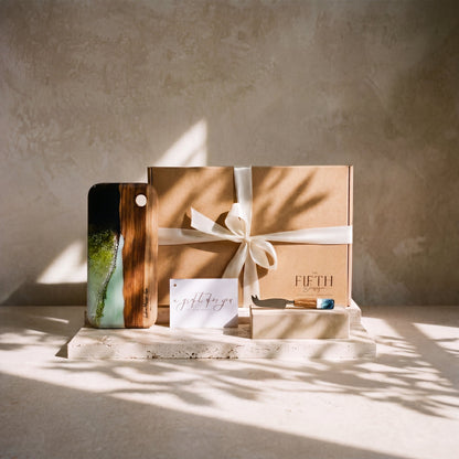 Nibbles Gift Box in Sage Green - Gift set hero with branded gift box 