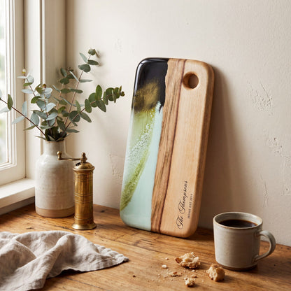 Nibbles Gift Box in Sage Green - Board styled in a lifestyle setting 