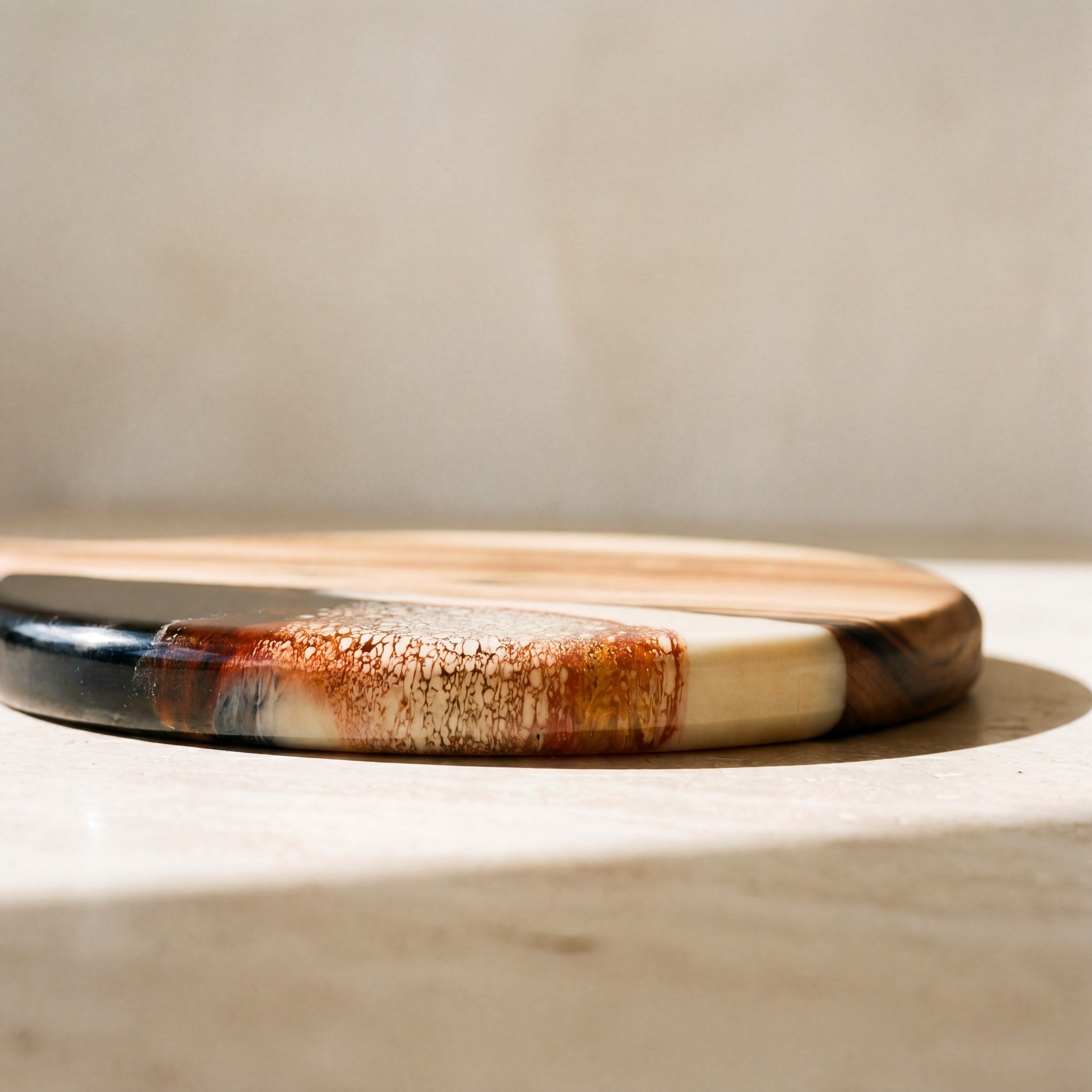 Round Resin Paddle in Burnt Ivory - Gift wrapping presentation with TFD branded packaging #colour_burnt-ivory