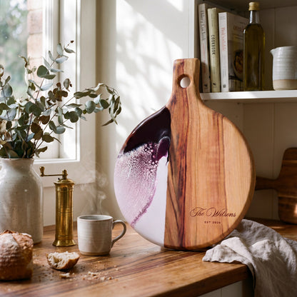 Round Resin Paddle in Lilac - Scale reference showing board dimensions #colour_lilac