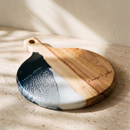 Round Resin Paddle in Prussian Blue - Hero shot on white background, top-down view #colour_prussian-blue