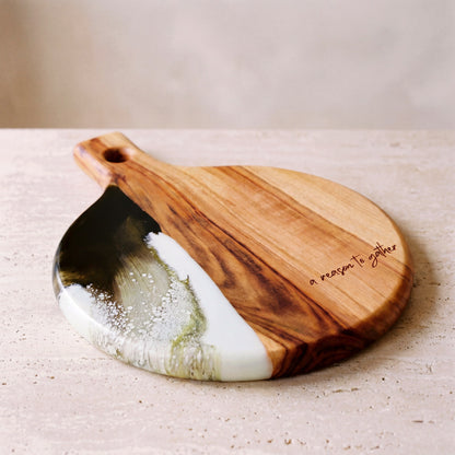 Round Resin Paddle in Sage Green - Hero shot on white background, top-down view #colour_sage-green