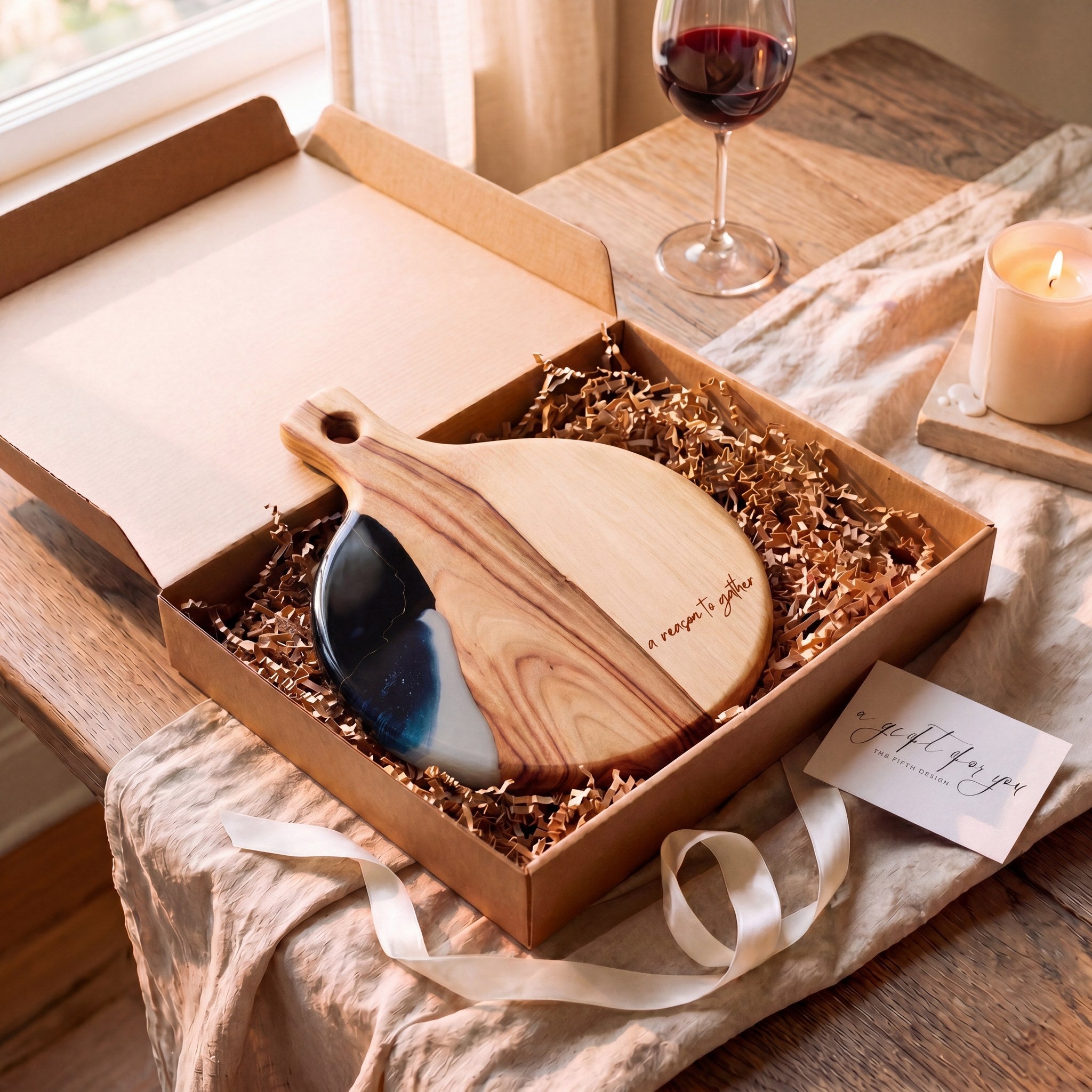 Round Resin Paddle in Slate - Back of board showing natural Camphor Laurel timber #colour_slate